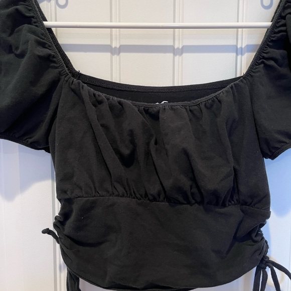 Black Babydoll Tie Top Vintage Witchy Goth Emo Vampire Basic Retro Y2K 90s - Picture 2 of 9